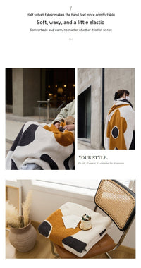 HKM-471379 Nordic Style Semi-Velvet Knitted Blanket with Floral Pattern, 130x160CM
