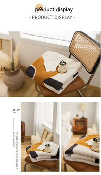 HKM-471379 Nordic Style Semi-Velvet Knitted Blanket with Floral Pattern, 130x160CM