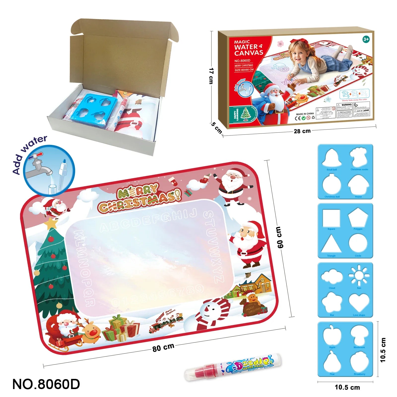 HKM-471635 Super Large Water Canvas Drawing Set for Kids - Reusable Color Graffiti Pad 80x60 CM