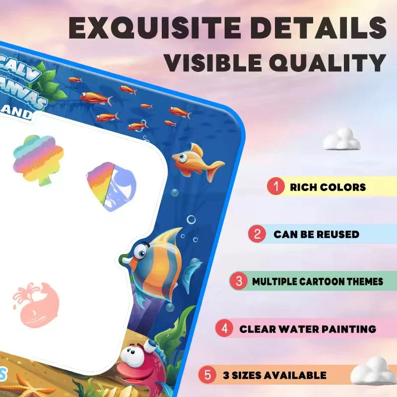 HKM-471635 Super Large Water Canvas Drawing Set for Kids - Reusable Color Graffiti Pad 80x60 CM