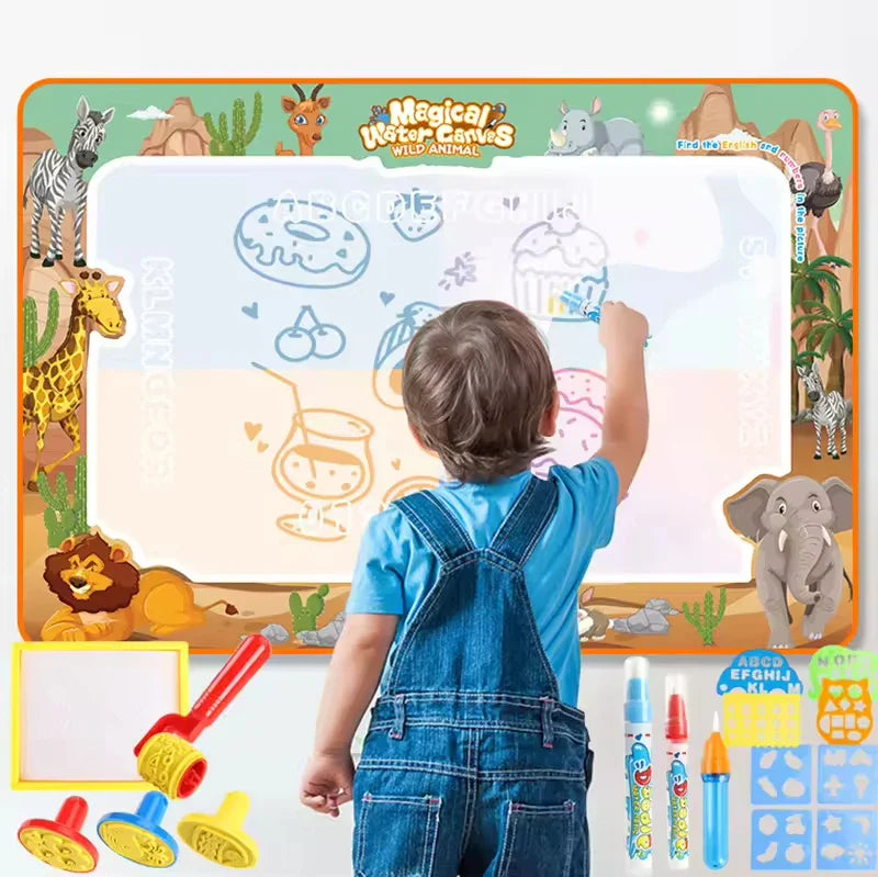 HKM-471635 Super Large Water Canvas Drawing Set for Kids - Reusable Color Graffiti Pad 80x60 CM