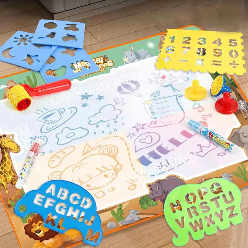 HKM-471635 Super Large Water Canvas Drawing Set for Kids - Reusable Color Graffiti Pad 80x60 CM