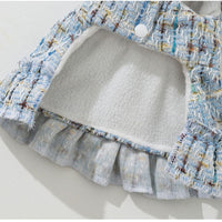 HKM-471699 Plush Bow Dress with Matching Cap for Small to Medium Dogs, Warm Wool Lining for Autumn and Winter