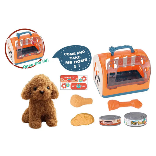 Soft Plush Dog Feeding Play Set with Stuffed Animal Toys for Ages 0-4 Years