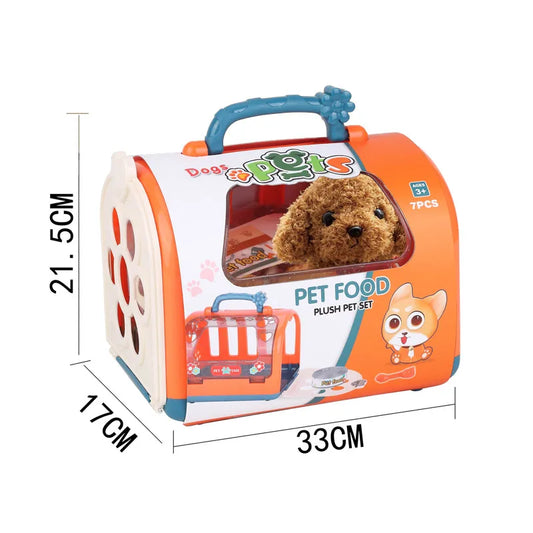 Soft Plush Dog Feeding Play Set with Stuffed Animal Toys for Ages 0-4 Years
