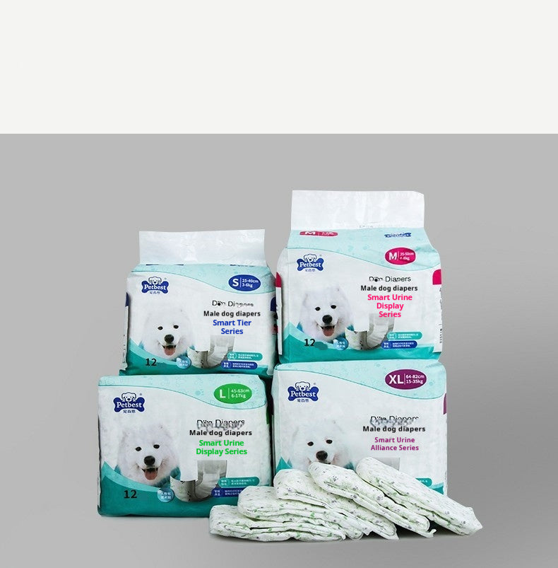 HKM-471891 Adjustable Male Dog Diaper - Urine Protection for Small to Extra Large Dogs - White