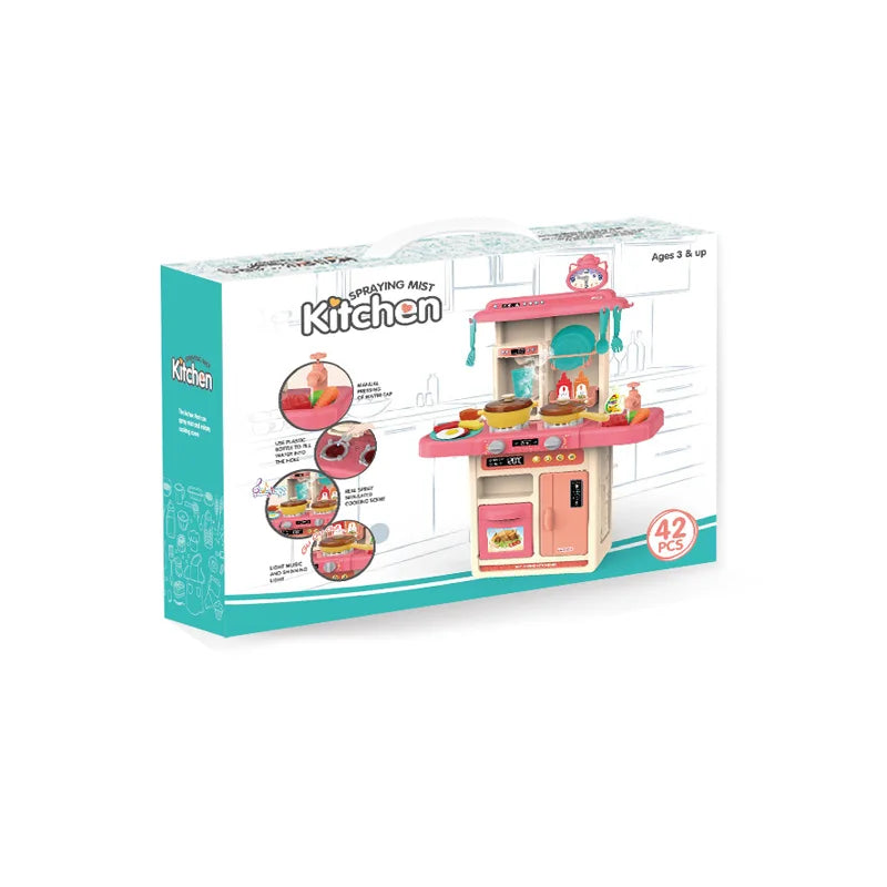 KTX-471891 Kids' Pretend Play Kitchen Toy Set with Running Water Sink for Ages 2 to 7