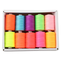 HKM-471891 Multicolor Dacron Sewing Thread - 300 Meters per Roll, 10 Piece Set for DIY Projects