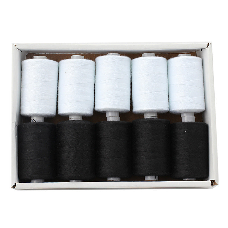 HKM-471891 Multicolor Dacron Sewing Thread - 300 Meters per Roll, 10 Piece Set for DIY Projects