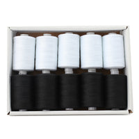 HKM-471891 Multicolor Dacron Sewing Thread - 300 Meters per Roll, 10 Piece Set for DIY Projects