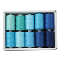 HKM-471891 Multicolor Dacron Sewing Thread - 300 Meters per Roll, 10 Piece Set for DIY Projects