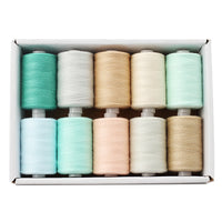 HKM-471891 Multicolor Dacron Sewing Thread - 300 Meters per Roll, 10 Piece Set for DIY Projects