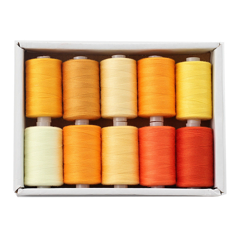 HKM-471891 Multicolor Dacron Sewing Thread - 300 Meters per Roll, 10 Piece Set for DIY Projects
