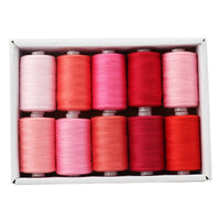 HKM-471891 Multicolor Dacron Sewing Thread - 300 Meters per Roll, 10 Piece Set for DIY Projects