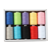 HKM-471891 Multicolor Dacron Sewing Thread - 300 Meters per Roll, 10 Piece Set for DIY Projects