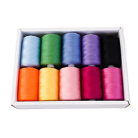 HKM-471891 Multicolor Dacron Sewing Thread - 300 Meters per Roll, 10 Piece Set for DIY Projects