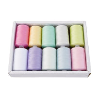 HKM-471891 Multicolor Dacron Sewing Thread - 300 Meters per Roll, 10 Piece Set for DIY Projects