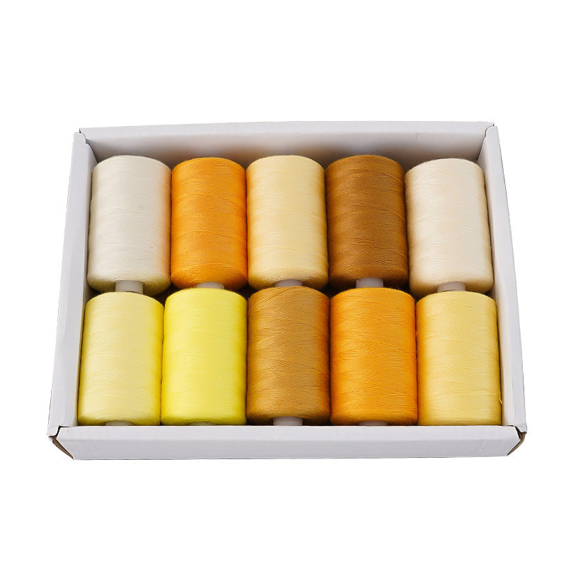 HKM-471891 Multicolor Dacron Sewing Thread - 300 Meters per Roll, 10 Piece Set for DIY Projects