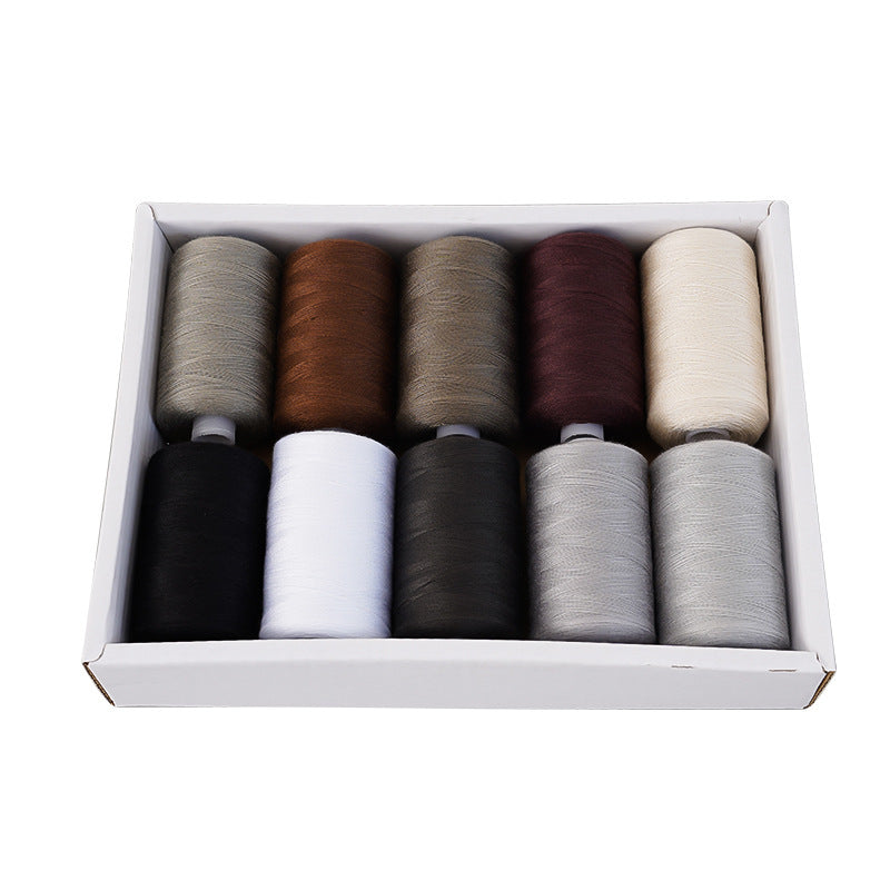 HKM-471891 Multicolor Dacron Sewing Thread - 300 Meters per Roll, 10 Piece Set for DIY Projects