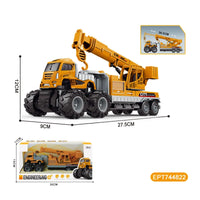 HKM-472019 Alloy 4WD Diecast Crane Truck Toy for Kids - Engineering Construction Vehicle, 1:43 Scale