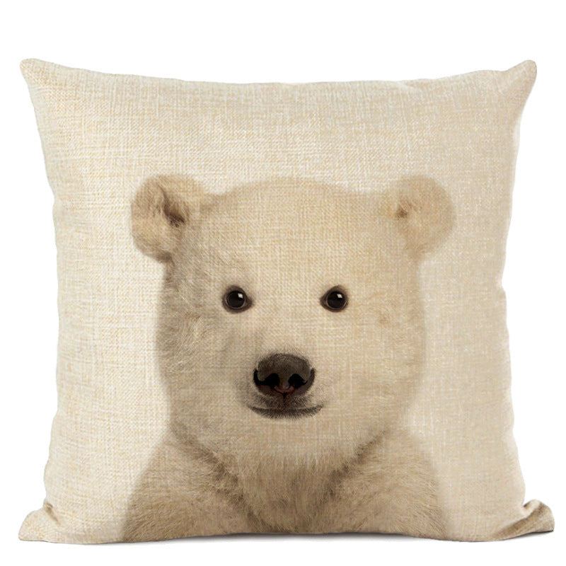 HKM-472339 Animal Parrot and Deer Head Linen Pillow Cover - Modern Simple Design, 45x45cm