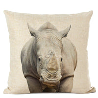 HKM-472339 Animal Parrot and Deer Head Linen Pillow Cover - Modern Simple Design, 45x45cm