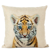 HKM-472339 Animal Parrot and Deer Head Linen Pillow Cover - Modern Simple Design, 45x45cm