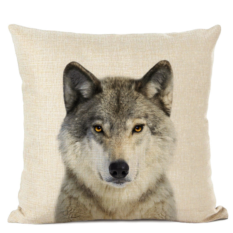 HKM-472339 Animal Parrot and Deer Head Linen Pillow Cover - Modern Simple Design, 45x45cm