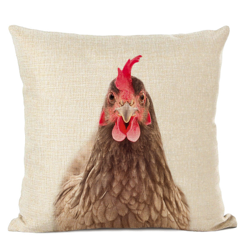 HKM-472339 Animal Parrot and Deer Head Linen Pillow Cover - Modern Simple Design, 45x45cm