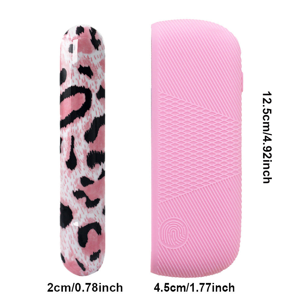 HKM-472467 Sky Blue and Pink Leopard Print Silicone Protective Cover for Charging Compartment