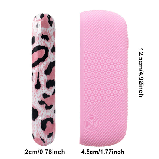 HKM-472467 Sky Blue and Pink Leopard Print Silicone Protective Cover for Charging Compartment
