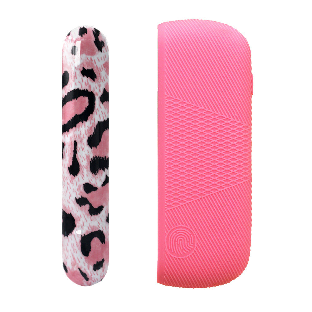 HKM-472467 Sky Blue and Pink Leopard Print Silicone Protective Cover for Charging Compartment