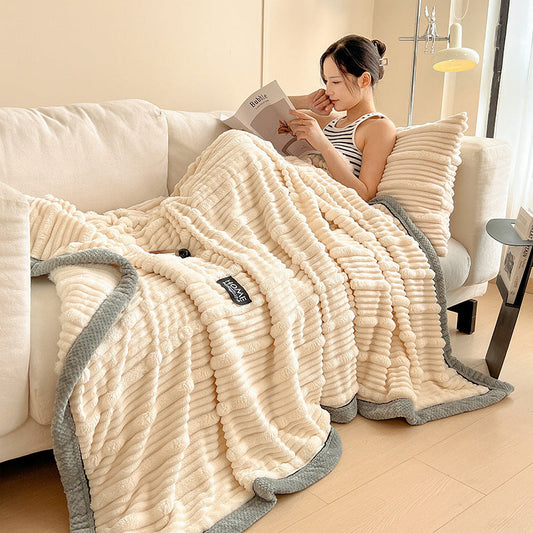 HKM-472531 Cozy Coral Fleece Rabbit Plush Blanket in Multiple Sizes and Colors for Winter Warmth