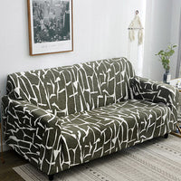HKM-472595 Super Stretchable Geometric Sofa Slipcover for Three-Seater Couch, Polyester Fabric