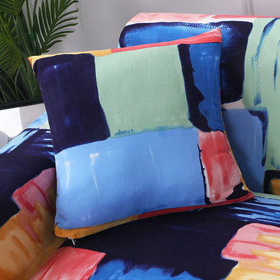 HKM-472595 Super Stretchable Geometric Sofa Slipcover for Three-Seater Couch, Polyester Fabric
