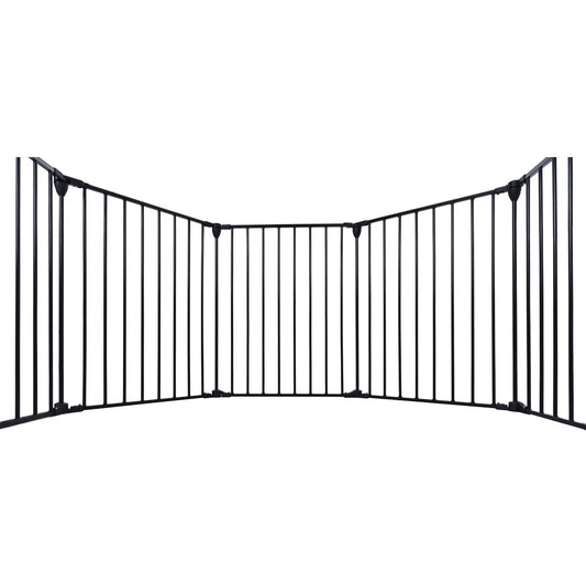 HKM-472723 150 Inch Adjustable Metal Safety Gate with Walk Through Door - Versatile Play Yard and Fireplace Fence