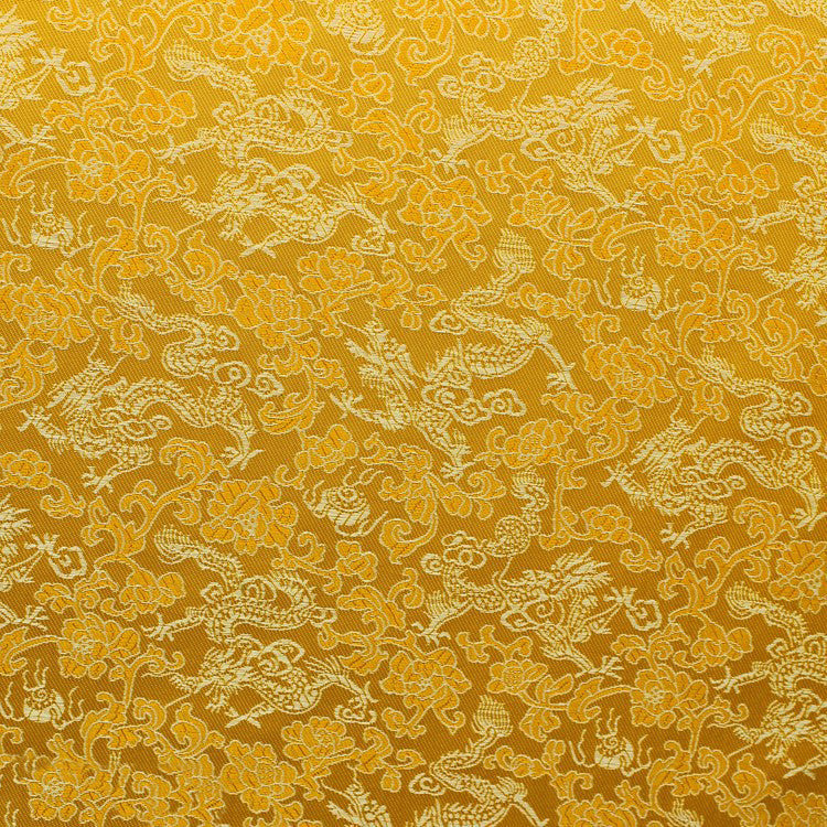 HKM-473043 Happy Auspicious Dragon and Phoenix Brocade Fabric for Skirts, Shirts, and Wedding Dresses - 50% Rayon, 50% Polyester, 150cm Wide