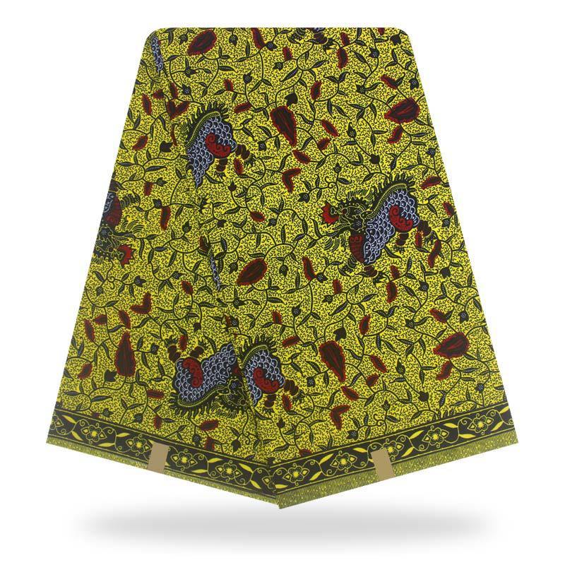 HKM-473043 Vibrant Polyester Batik Fabric for Trousers, Shirts, and Home Decor - Plant Print, 115cm Wide