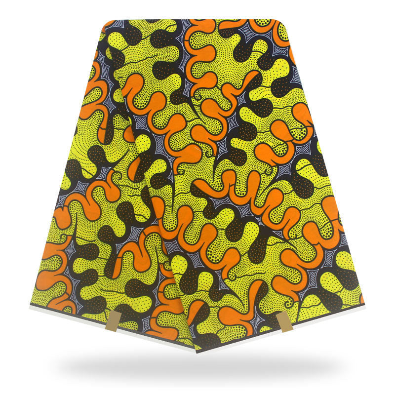HKM-473043 Vibrant Polyester Batik Fabric for Trousers, Shirts, and Home Decor - Plant Print, 115cm Wide
