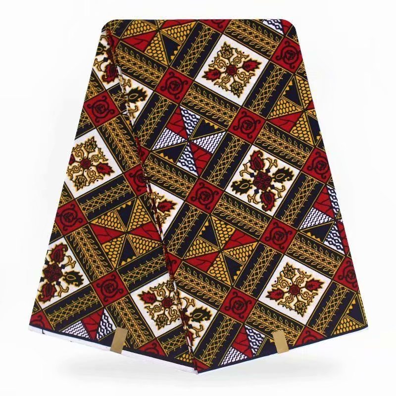 HKM-473043 Vibrant Polyester Batik Fabric for Trousers, Shirts, and Home Decor - Plant Print, 115cm Wide