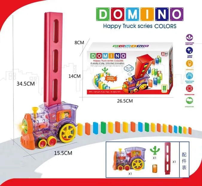 HKM-473171 Electric Automatic Domino Stacking Toy Set for Kids - Creative Domino Train Game