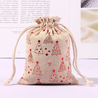 HKM-473491 Multicolor Cotton and Linen Christmas Drawstring Gift Bag, 10x14CM/13x18CM/15x20CM