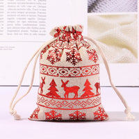 HKM-473491 Multicolor Cotton and Linen Christmas Drawstring Gift Bag, 10x14CM/13x18CM/15x20CM