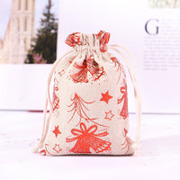 HKM-473491 Multicolor Cotton and Linen Christmas Drawstring Gift Bag, 10x14CM/13x18CM/15x20CM