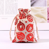 HKM-473491 Multicolor Cotton and Linen Christmas Drawstring Gift Bag, 10x14CM/13x18CM/15x20CM