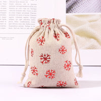 HKM-473491 Multicolor Cotton and Linen Christmas Drawstring Gift Bag, 10x14CM/13x18CM/15x20CM
