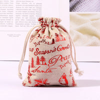 HKM-473491 Multicolor Cotton and Linen Christmas Drawstring Gift Bag, 10x14CM/13x18CM/15x20CM