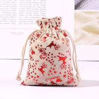 HKM-473491 Multicolor Cotton and Linen Christmas Drawstring Gift Bag, 10x14CM/13x18CM/15x20CM