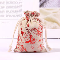 HKM-473491 Multicolor Cotton and Linen Christmas Drawstring Gift Bag, 10x14CM/13x18CM/15x20CM