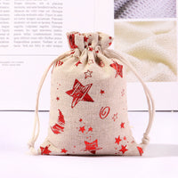HKM-473491 Multicolor Cotton and Linen Christmas Drawstring Gift Bag, 10x14CM/13x18CM/15x20CM